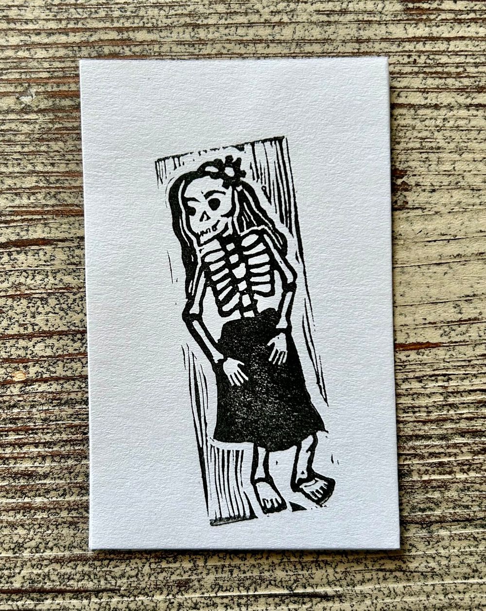 Dia de Los Muertos lady hand carved rubber stamp