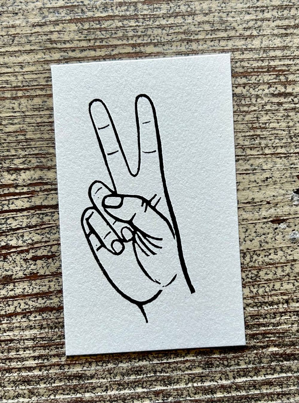 peace sign fingers hand carved rubber stamp