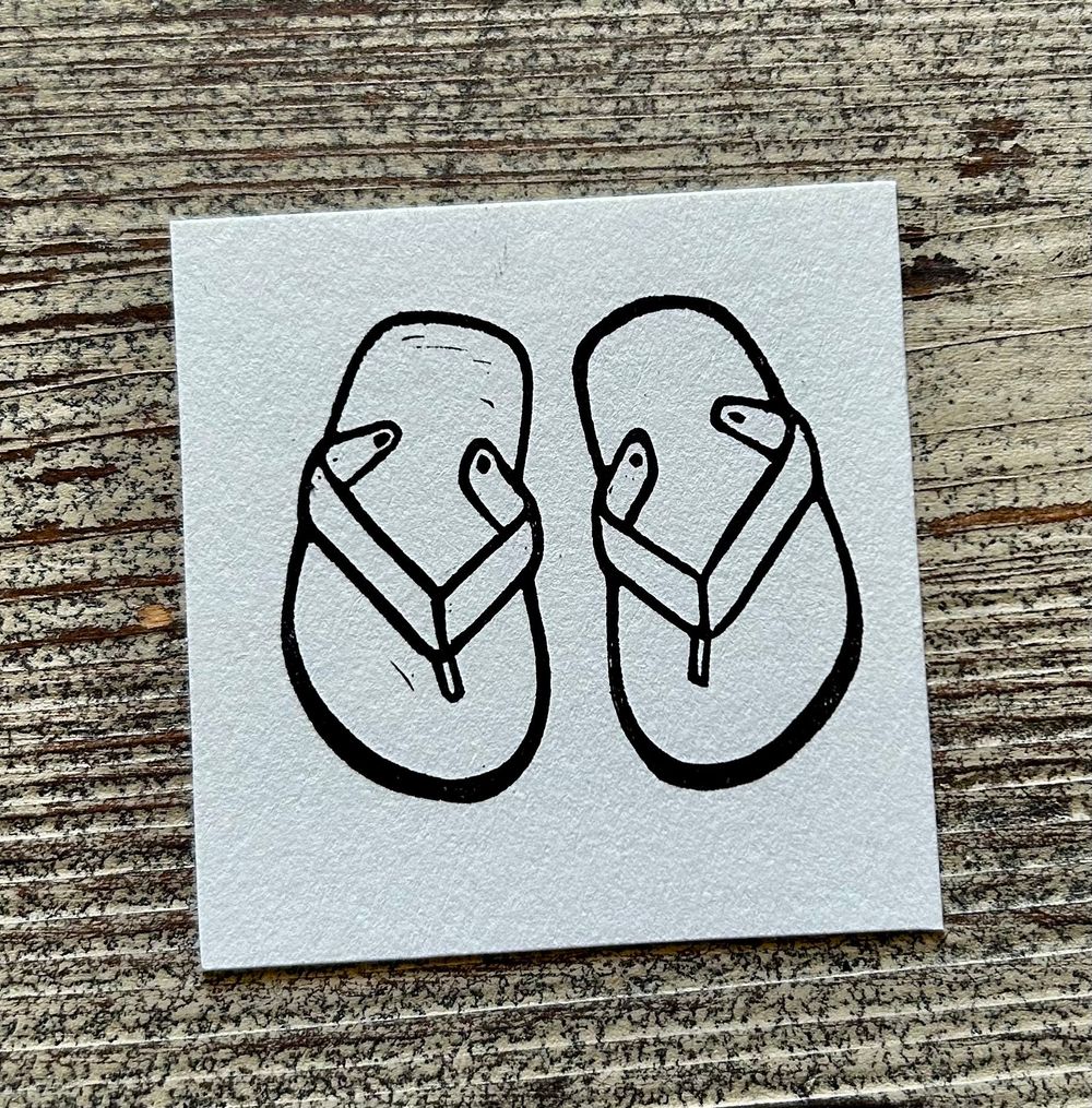 pair of flip flops sandals thongs hand carved rubber stamp s...
